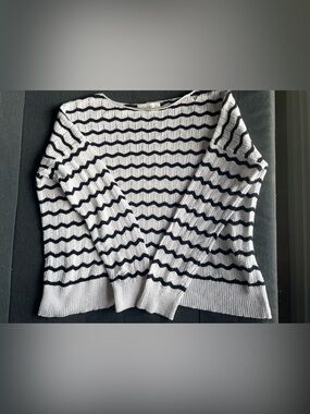 Loft by Ann Taylor women’s pullover sweater black and white stripe knit size XL